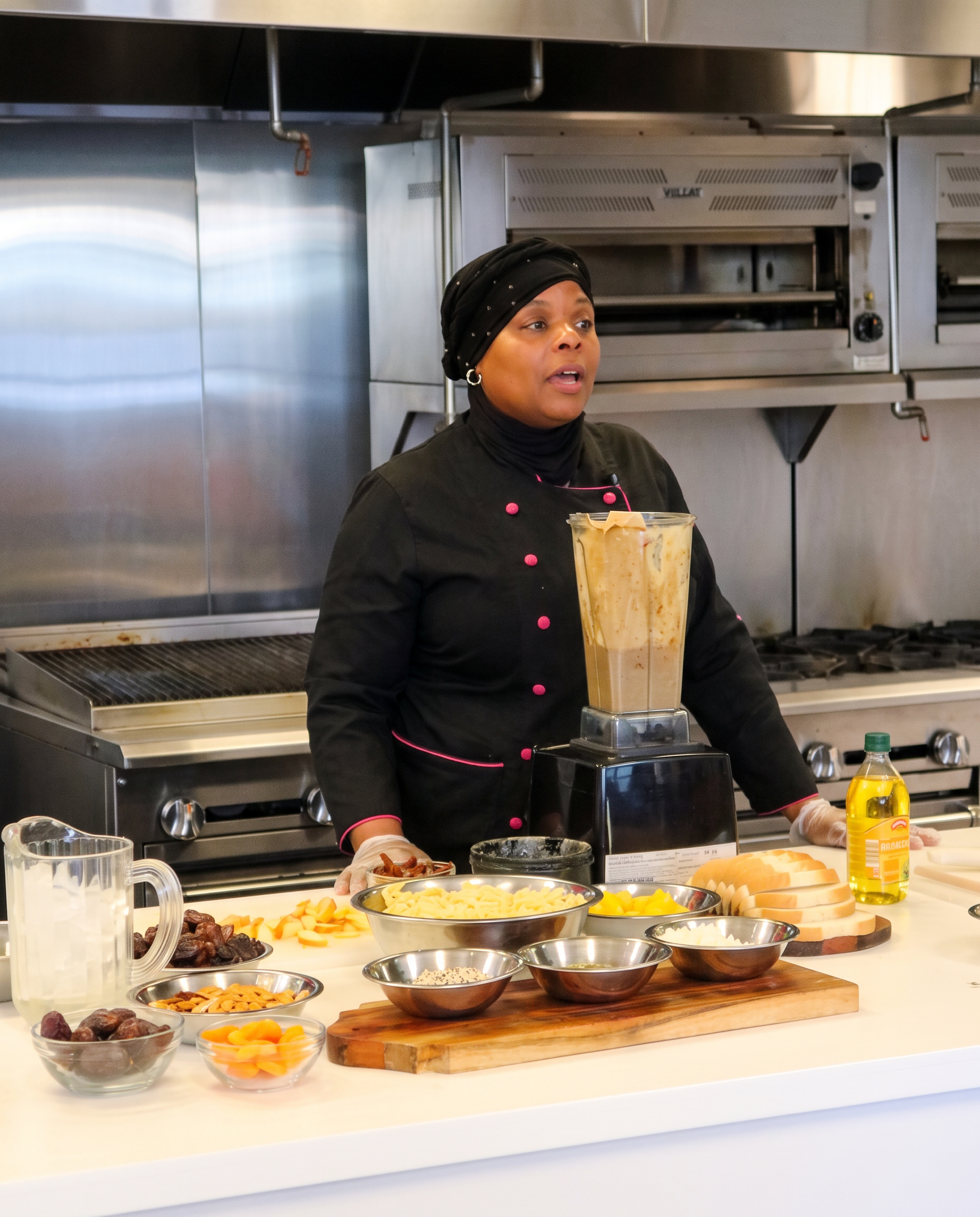 Chef Jamela B. leading a healthy cooking demonstration